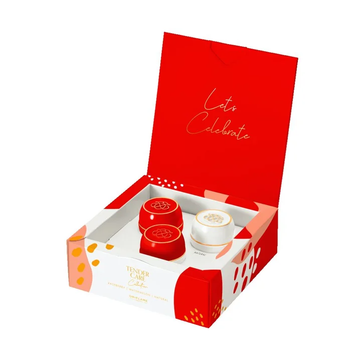 Coffret Tender Care com três bálsamos Geleia Real: Framboesa, Melancia e Natural.