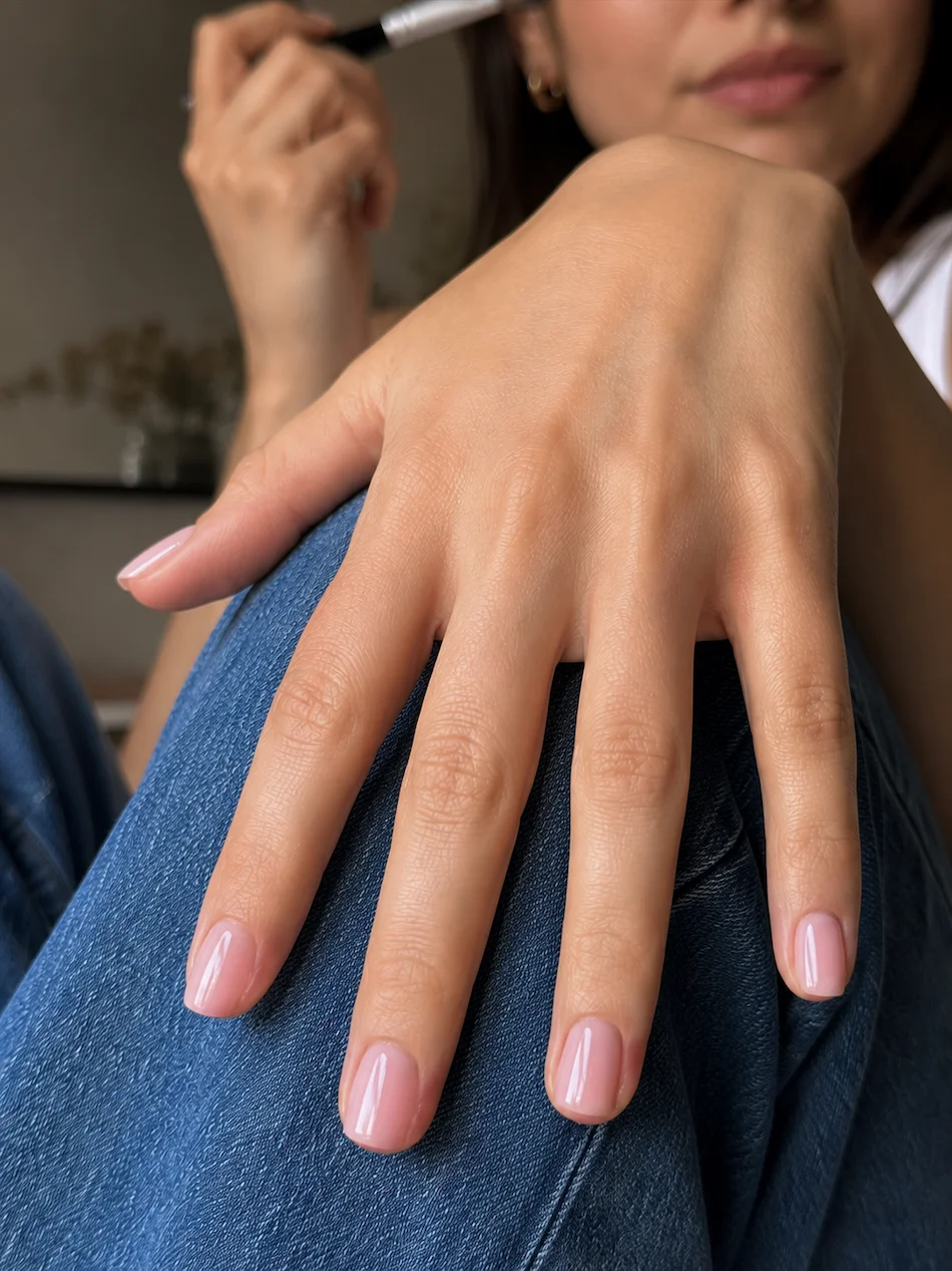 lychee nails em unhas curtas