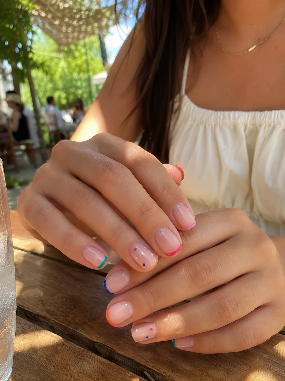 Microfrancesinha colorida e pontos: nail art em pequenas doses